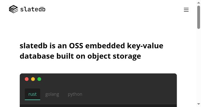 Screenshot of slatedb.io
