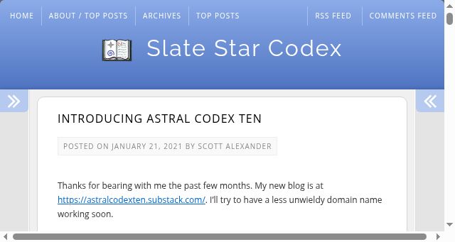 Screenshot of slatestarcodex.com