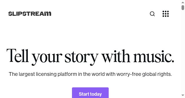 Screenshot of slipstreammusic.com