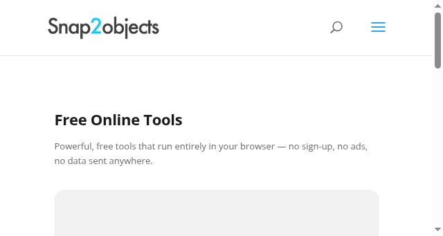 Screenshot of snap2objects.com