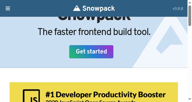 Screenshot of snowpack.dev