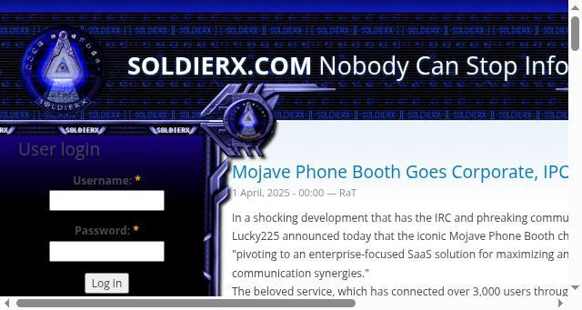 Screenshot of soldierx.com