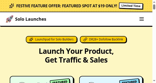 Screenshot of sololaunches.com