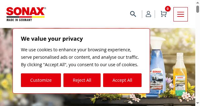Screenshot of sonax.co.uk