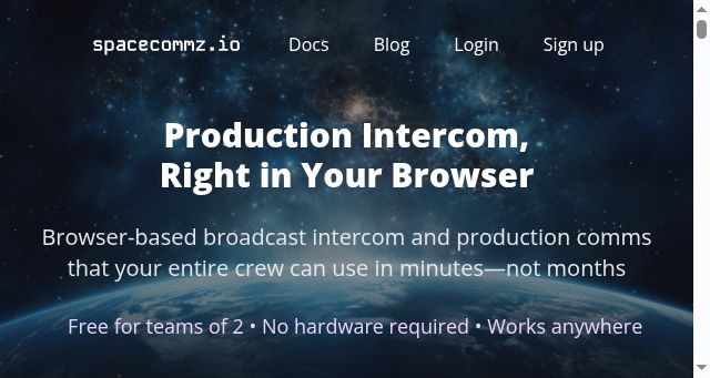 Screenshot of spacecommz.io