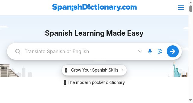 Screenshot of spanishdict.com