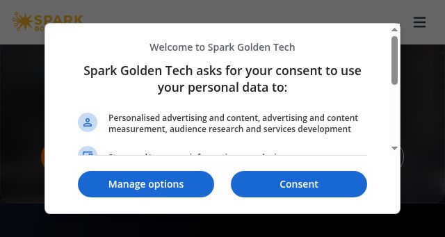 Screenshot of sparkgoldentech.com