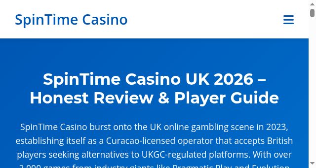 Screenshot of spintime-casino.uk