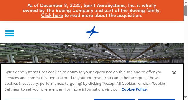 Screenshot of spiritaero.com