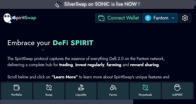 Screenshot of spiritswap.finance