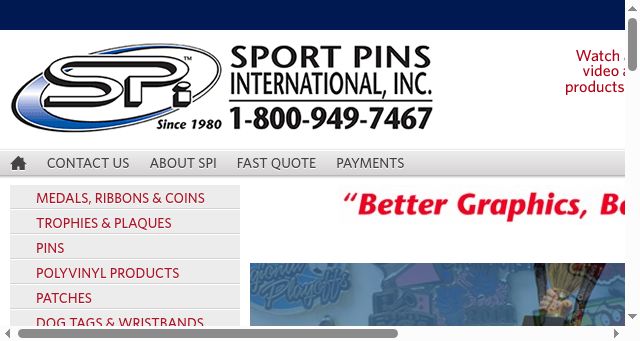 Screenshot of sportpins.com