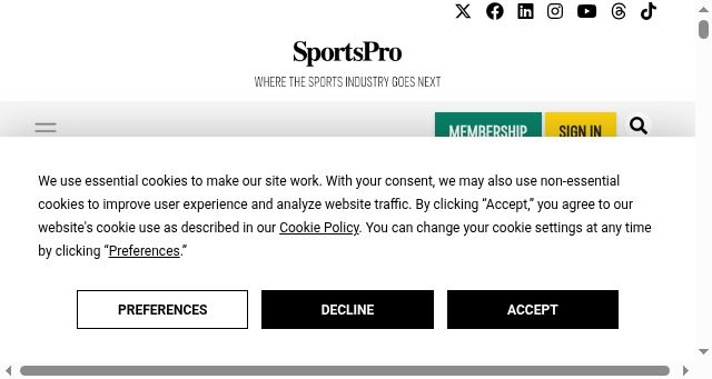 Screenshot of sportspro.com