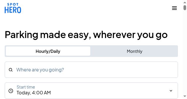 Screenshot of spothero.com