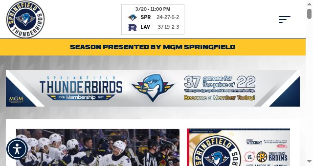 Screenshot of springfieldthunderbirds.com
