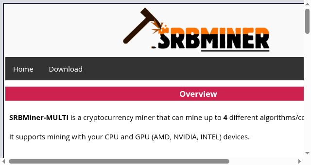 Screenshot of srbminer.com