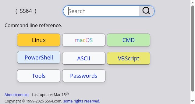 Screenshot of ss64.com