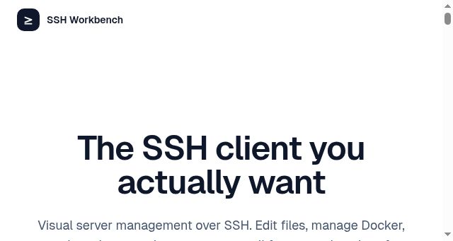 Screenshot of sshworkbench.com