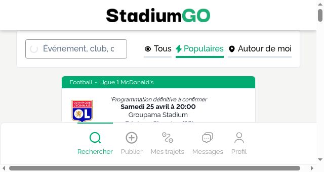 Screenshot of stadiumgo.fr