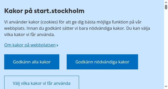 Screenshot of start.stockholm