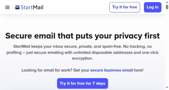 Screenshot of startmail.com