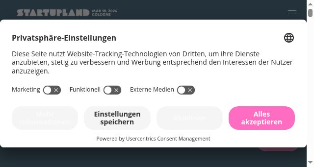 Screenshot of startupland.de