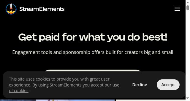 Screenshot of streamelements.com