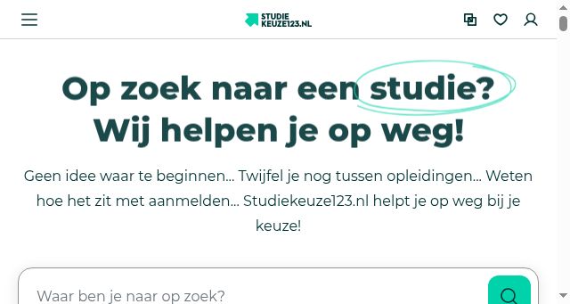 Screenshot of studiekeuze123.nl