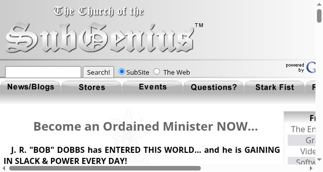 Screenshot of subgenius.com