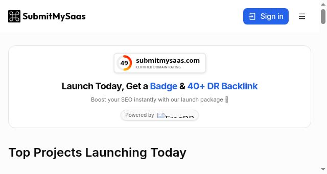 Screenshot of submitmysaas.com