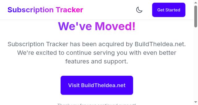 Screenshot of subscriptiontracker.net