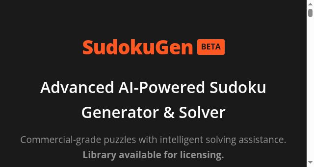 Screenshot of sudokugen.com