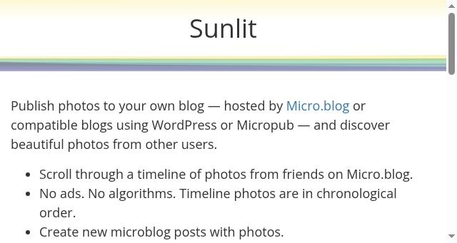 Screenshot of sunlit.io
