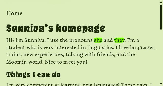 Screenshot of sunniva.garden