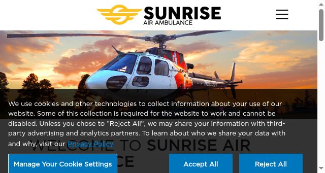 Screenshot of sunriseairambulance.com