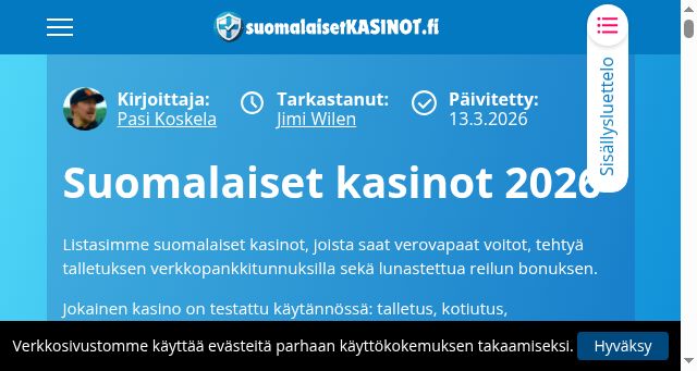 Screenshot of suomalaisetkasinot.fi
