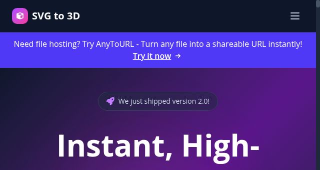 Screenshot of svgto3d.com