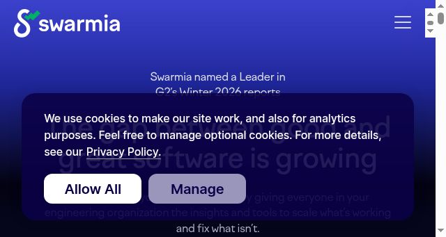 Screenshot of swarmia.com