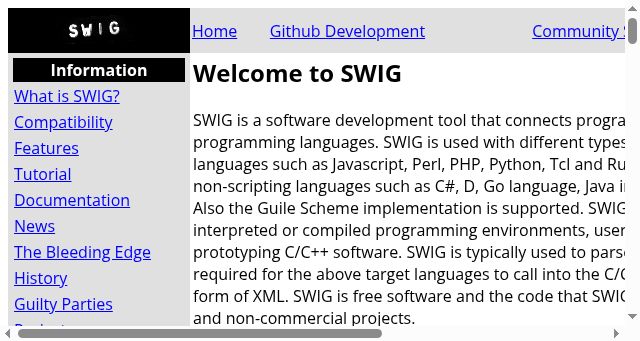 Screenshot of swig.org
