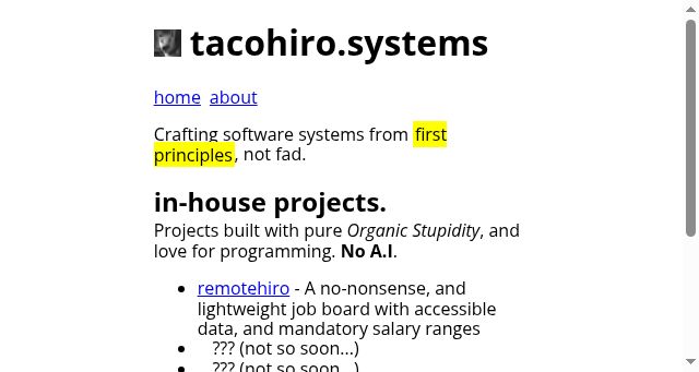Screenshot of tacohiro.systems