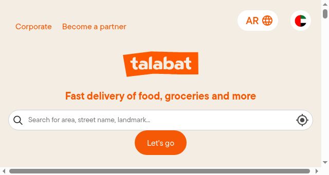 Screenshot of talabat.com