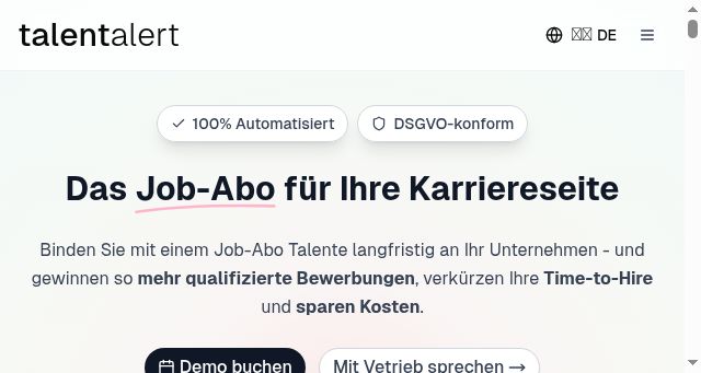 Screenshot of talentalert.io