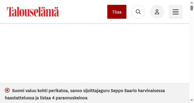 Screenshot of talouselama.fi