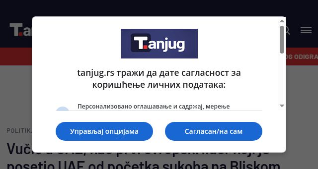 Screenshot of tanjug.rs