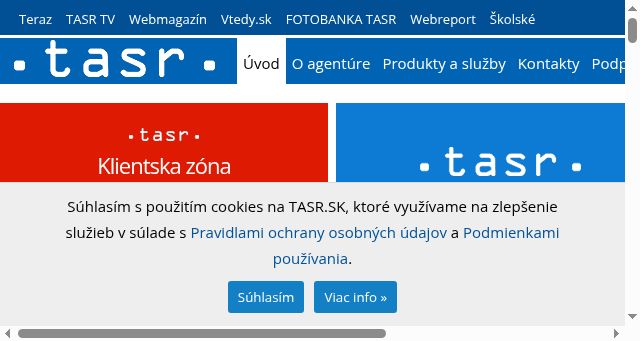 Screenshot of tasr.sk