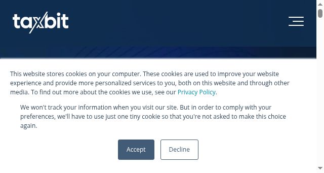 Screenshot of taxbit.com