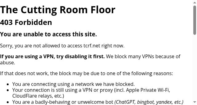 Screenshot of tcrf.net