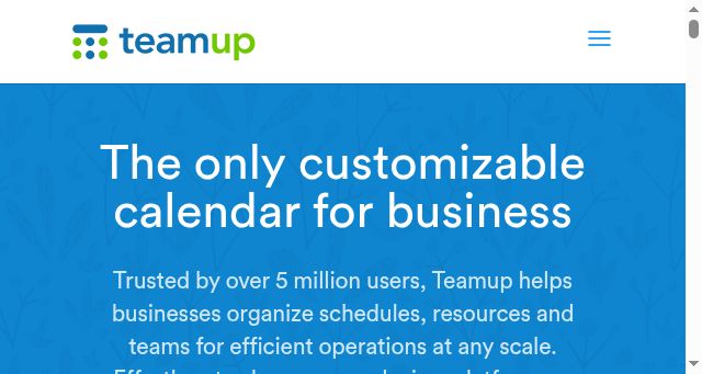 Screenshot of teamup.com