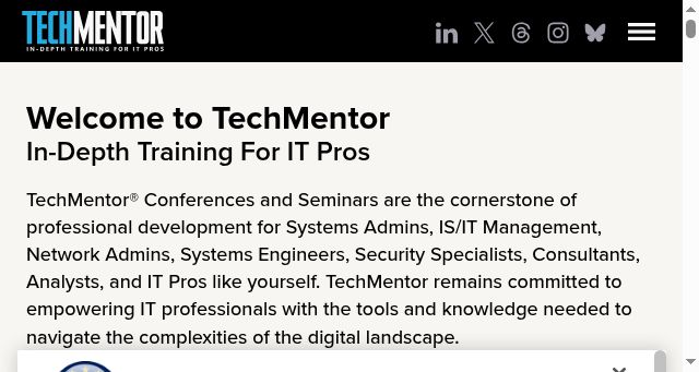 Screenshot of techmentorevents.com