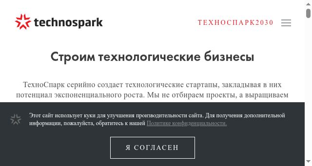 Screenshot of technospark.ru