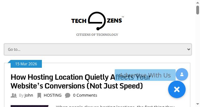 Screenshot of techozens.com